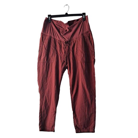 Old Navy Womens Dark Rust Relaxed Cropped Pants W Tummy Panel & Drawstrings - XL - Picture 3 of 12